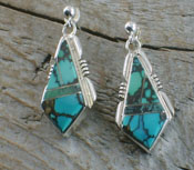 Native American Turquoise Earrings Inlay